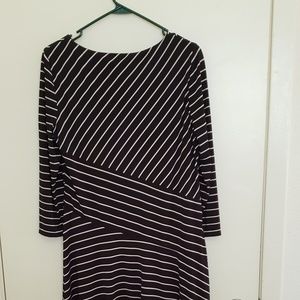 Evan-Picone black striped dress